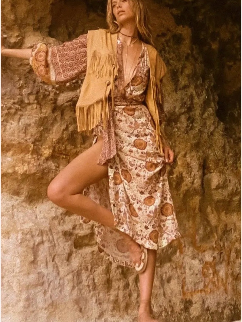 NWOT Spell- Sannah Boho Floral Maxi Dress M - Picture 3 of 5